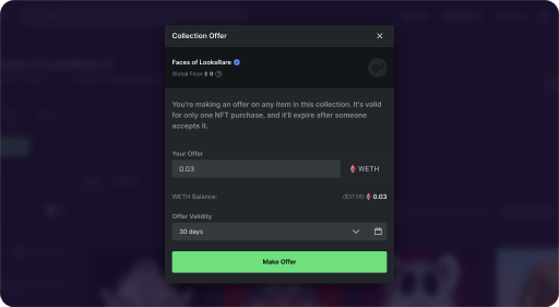 Collection offer modal
